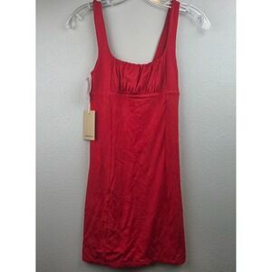 Wilfred Free Aritzia Lillooet Orbit Mini Dress Red Ruched Bust Womens XS NWT